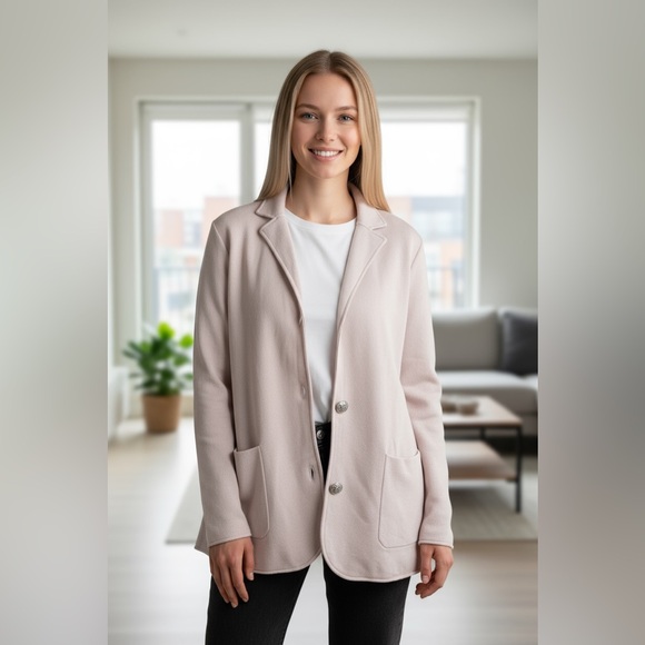 Chaps Ralph Lauren sweater blazer cardigan pale pink large - Picture 1 of 8
